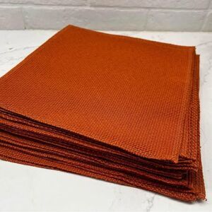 Fabric Craft Squares (28) Burnt Pumpkin Orange Textured Polyester Finished Edges